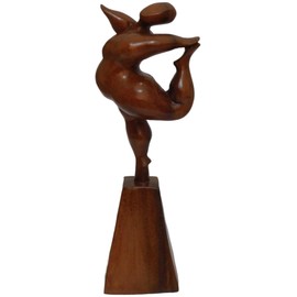 Brave Wings Hand Carved Wooden Decoration ~ Dancer on Platform 28cm High ~ Ornament Sculpture Figurine Statue Unique Table Decoration Home Decor ~ 5208