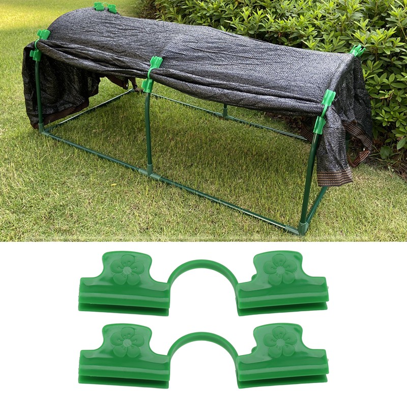 50Pcs Greenhouse Clamp PE Plastic 2 Head Plant Film Clamp