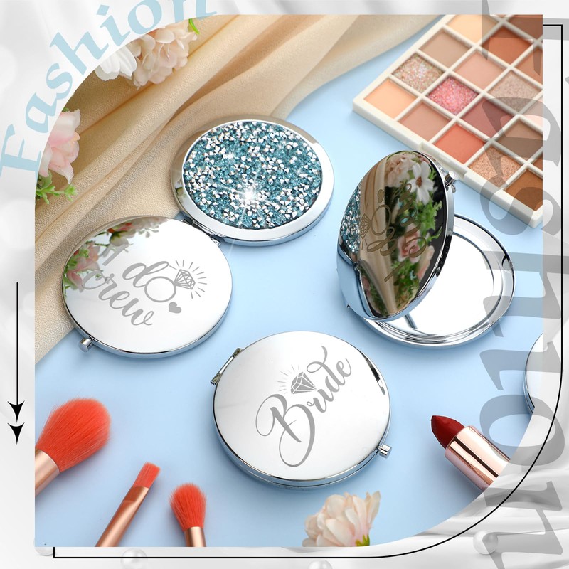 Barydat 10 Pieces Bridesmaid Gifts Set Magnifying Compact Mirror Bride