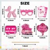 30Pcs Pink Girl Birthday Photo Booth Props with Sticks,Hot Pink