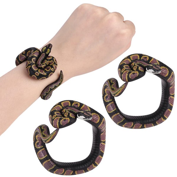 2Pcs Snake Bracelets Realistic Snake Wrist Band Bangle Scary Halloween