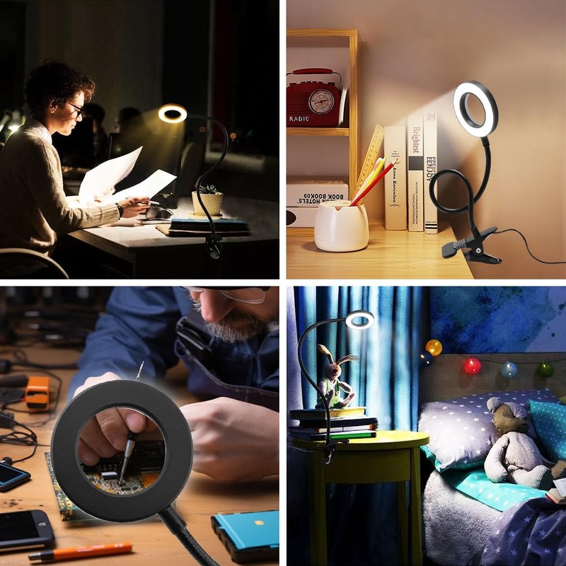 5X Magnifying Glass with Light, 3 Color Modes LED Desk