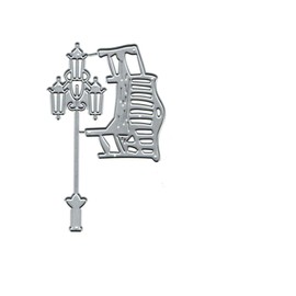 2pcs/Set Street Light Park Bench Metal Die Cuts,Merry Christmas Lights Cutting Dies Cut Stencils DIY Scrapbooking Decorative Embossing Paper Party Wedding Card Making