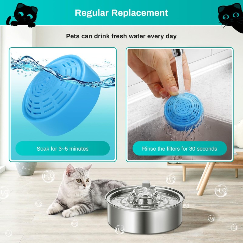 4-Pack Cat Water Fountain Replacement Filter for 2.0L/67oz Automatic Dog