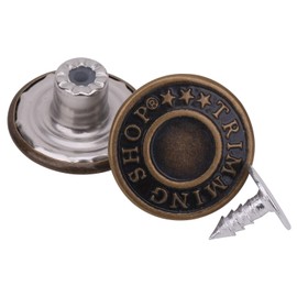 Trimming Shop Jeans Button Hammer on 20mm Brass Tack Fasteners with Aluminium Back Pin for Clothing Repair, Jeans, Denims, Skirts, Jackets (Bronze, 10pcs)
