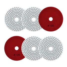 Wet Diamond Polishing Pad 100 mm 6 Pieces Grit 100 Polishing Wheels for Granite Marble Artificial Stone Quartz for Angle Grinder SANLEETEK