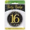 OakTree 3" Badge 16th Birthday Sparkling Fizz Black Gold Holographic