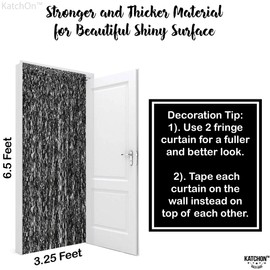 KatchOn, XtraLarge Wave Black Backdrop Curtain - 3.2x6.5 Feet, Pack of 2 | Black Streamers Party Decorations | Black Birthday Decorations, Black fringe Backdrop | Graduation Decorations 2024