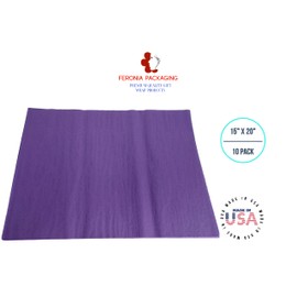 Purple Tissue Paper Squares, Bulk 10 Sheets, Premium Gift Wrap and Art Supplies for Birthdays, Holidays, or Presents by Feronia packaging, Large 15 Inch x 20 Inch Made in USA