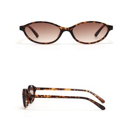 WDZAYXC Retro Oval Rectangular Sunglasses for Men and Women, Classic Vintage Glasses, UV400 Protection, Leopard/Tee