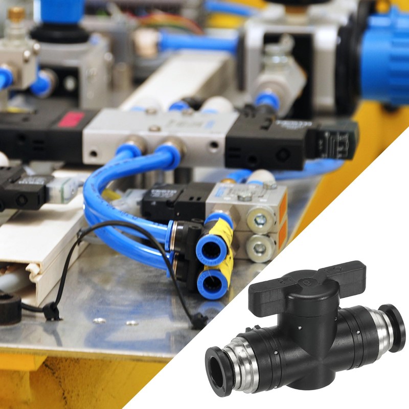 PATIKIL 5/16" Pneumatic Ball Valve, 5 Push-to-Connect Fittings, Pneumatic Control