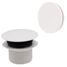 Westbrass A398RK-50 1-1/2" NPSM Coarse Thread Mushroom Tip-Toe Bathtub Drain Stopper with Illusionary Overflow Faceplate, Powder Coat White