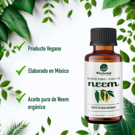 3 Pack Aceite puro de Neem Frasco de Aceite Esencial de 30 ml. Aceite de Neem prensado en frío puro Manudmed Granja Ecológica