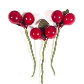 katz Artificial Berries 50 Branches with 100 Cherries with Leaf Red Berries Stems, Christmas Artificial Red Berry Picks for Christmas Tree Decorations, Crafts,Holiday and Home Decor,7.87 Inches