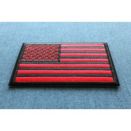 Ivamis Red Black American Flag Patch- 3x2 inch - P3448