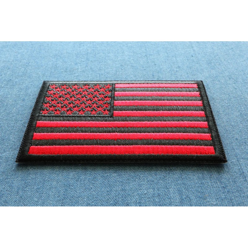 Ivamis Red Black American Flag Patch- 3x2 inch - P3448