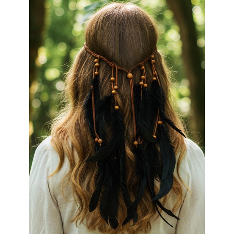 CAKURE Boho Feather Headband Feather Headpiece Hippie Headpiece Gypsy Accessories