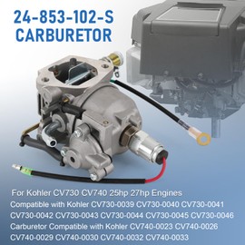 24-853-102-S Carburador compatible con motor Kohler CV730 CV730S CV740 CV740S 25HP 27HP, incluye filtro de combustible, bomba de combustible, reemplaza 24853102-S 24853102S