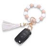 AMIR Silicone Key Ring Bracelet for Women - Elastic Wristlet Keychain with Zircon & Tassel - Beaded Key Holder & Fashion Accessory