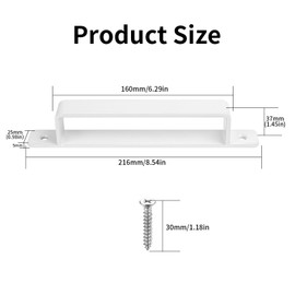 2 Pcs White Door Handles, Pull Push Door Handles, Sliding Door Handles, Cast Iron Door Pull Handles for Indoor Outdoor Kitchen Cupboard Cabinet Garage Barn Shed Gate Door Handles(216mm/8.5 inch)