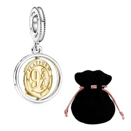 JABEDE S925 Silver Charm Inspired by Harry's Saga Compatible with Leading Brands Bracelets, Includes Elegant Black Bag, Ideal for H.P., Sterling silver enamel, Not applicable.