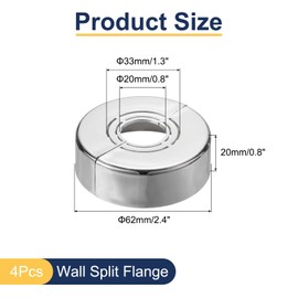 sourcing map 4pcs Shower Arm Flange 62mm/2.4" OD Escutcheon Plate ABS Round Plumbing Cover Plates for 20mm/0.8" Dia Water Pipe Faucet Decoration, Silver Tone