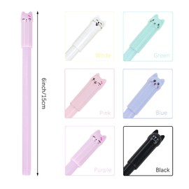 CIOUYAOS 12PCS Cute Cat Pen, Kawaii Gel Ink Pens Black Pens, 0.5mm Smooth Fine Point Rollerball Pens Stationery for Kids Girls Boys Women School Office Supplies (6 Color Cat)