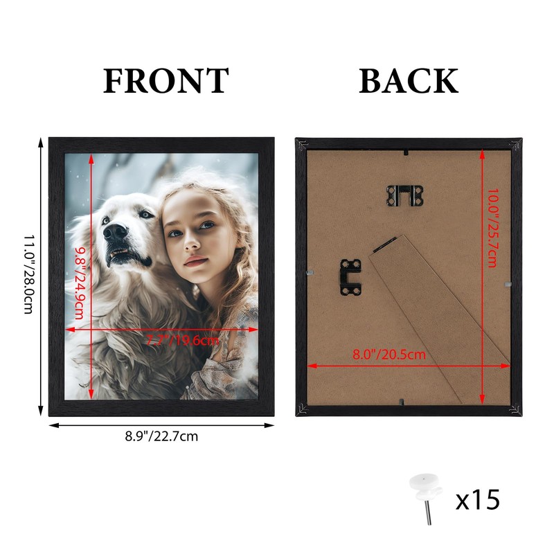 HORLIMER 8x10 Picture Frame Set of 15, Black Picture Frames
