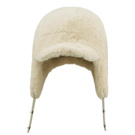 CLAPE Snow Trapper Hat Women's Winter Trooper Hat Ear Flap Russian Hat for Men Fluffy Snow Eskimo Ski Hats with Visor,Beige