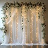 EMHOLDBU White Tulle Backdrop Curtain with Lights String 10x8ft Sheer
