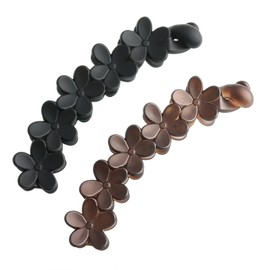 Vingtaine H-731-FLBK-FLBR Simple Banana Clips, Set of 2, Square, Circle, Flowers, Daily Use, Office Hair Accessories
