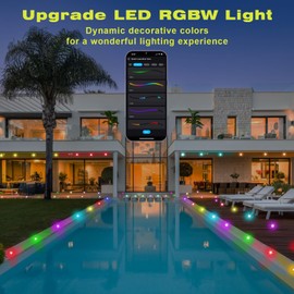FVTLED LED Deck Lights Kit, Φ1.22 Low Voltage WiFi Pixel RGBW+IC Multi-Color Dynamic Deck Lighting with Remote Control, IP67 Waterproof Outdoor Step Lights DC12V for Garden,Steps,Stair(10 Pack, Black)