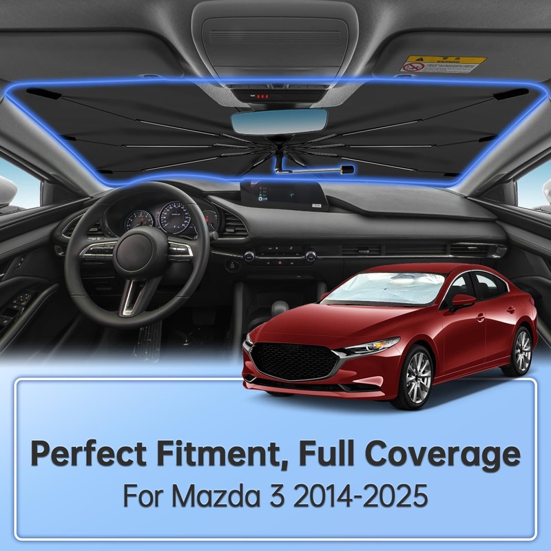 Windshield Sun Shade Umbrella for Mazda 3 2014-2025, Foldable Car