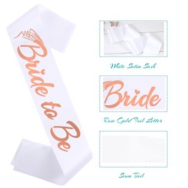 HUBEISIYU 6pcs Bachelor Sashes for Bride and Team Bride, White Maid of Honor Bridesmaid Sashes for Bachelorette Party Decorations Engagement Gift Wedding Party Supplies