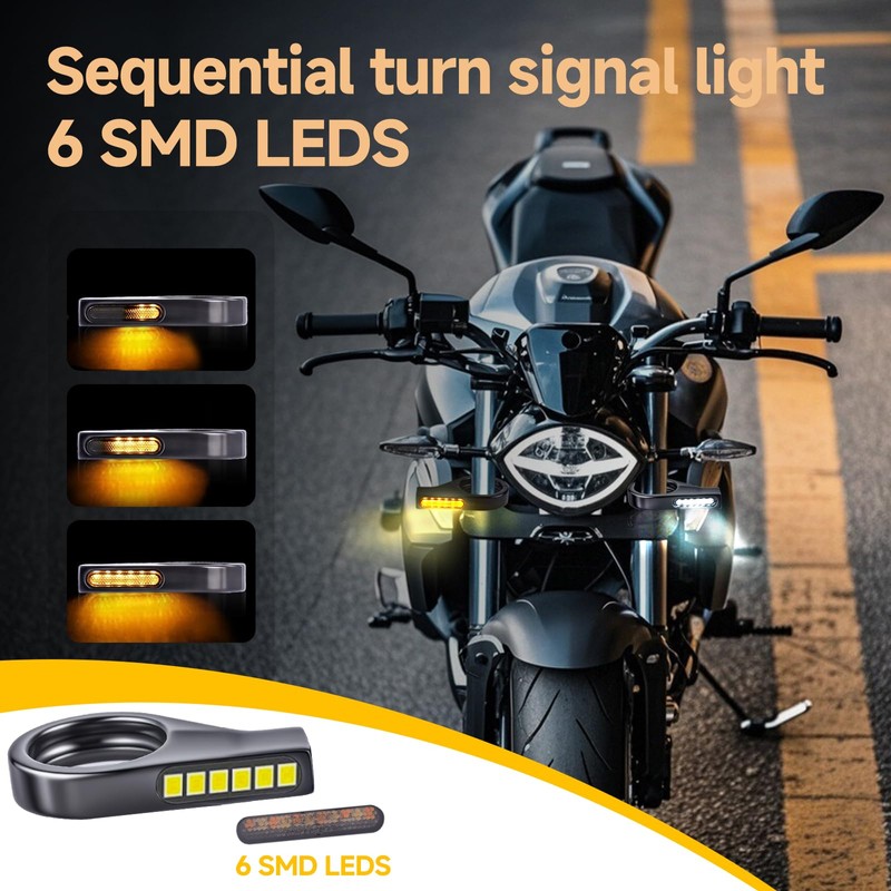 Motorcycle LED Turn Signals Flowing Running Lights for 39-41mm Front