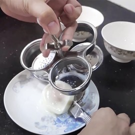 CENPEK Three Grid Stainless Steel Egg Cooker, Poached Egg Pan Maker, Steam Basket for Egg Cooking, Non-Stick Stainless Steel Poached Egg Cups with Holes for Kitchen Accessories (Silver)