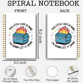 Guymn Funny Dumpster Fire Notebook, This Little Light of Mine Dumpster Fire Journal, Funny Notebook Journal for Coworkers, Sarcastic Office Gifts, Hardcover Spiral Notebooks 5.5x8.3 Inch