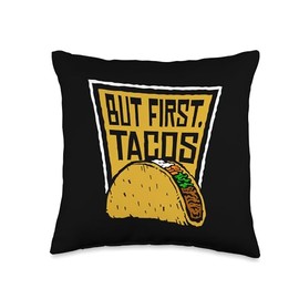 Apparel Taco Cat Love Costume Plush Outfit Gifts But First Seasoning Hard Shell Al Pastor Taco Throw Pillow, 16x16, Multicolor
