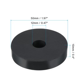 PATIKIL Anti-Vibration Washers 50mm Outer Diameter 12mm Inner Diameter 10mm Thickness 4pcs Rubber Round Anti-Mechanical Damping Foot Pad Black