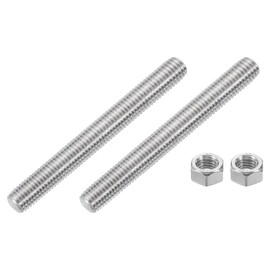 sourcing map 1/2"-13 Fully All Threaded Rod, 2Pcs 304 Stainless Steel Long Threaded Screw 4.7" Length Right Hand Threads for Furniture Mounting Assembly Fastening