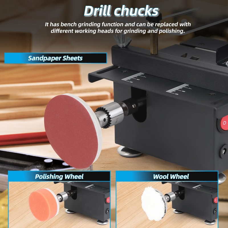 Adjustable Mini Table Saw for Woodworking, Portable Craft Saw with