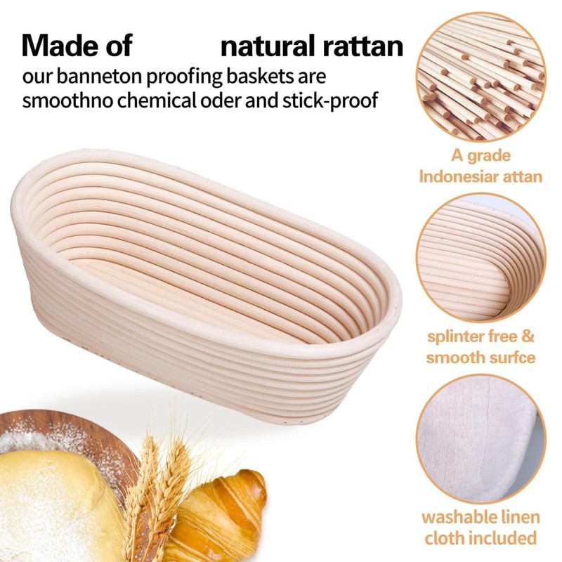 Zicojia Bread Making Kit, Proofing Baskets 10 Inch Oval Sourdough