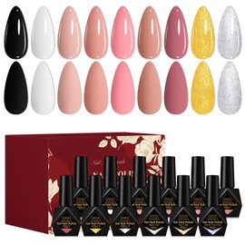 Four Lily 12Pcs*10ml Gel Polish Set Skin Tones Collection Nude Pink Gel Nail Polish Neutral Soak off Uv Led Lamp Needed Manicure Diy Home Gift for Girls 9 Colors