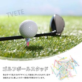 TVETE Golf Tees, Long, Wooden Golf Tee Set, Approx. 3.3 inches (83 mm), 20 Pieces, Wooden, Colorful, Vibrant, Smooth, Lightweight, Portable, Durable, Abrasion Resistant, Portable, Golf Enthusiasts