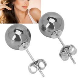 Stud Earrings,1 Pair 8mm Ear Studs Terahertz 8mm Ball Terahertz Energy Stone Ear Studs for Emotional Relief and Body Improvement Stud Earrings Terahertz Ear Studs Ball Earrings