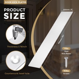 uxcell Door Kick Plate, 8 x 30 Inches Anodized Aluminum Kick Plate Door Plate, 1.5mm (1/16 Inch) Thickness, for Exterior Front Door or Back Door, Silver (Single Pack)