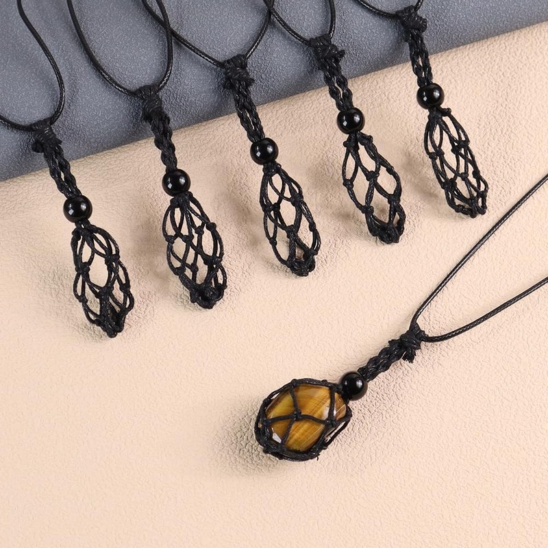 weryerker 12 PCS Crystal Cage Necklace Holder Necklace Cord Empty