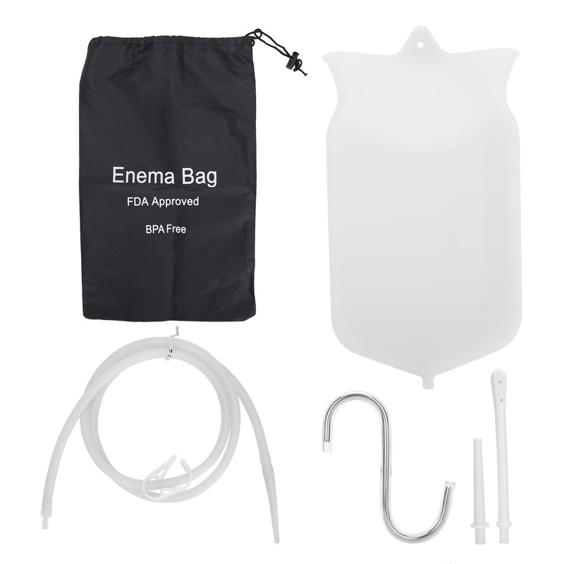 2L Silicone Rubber Enema Bag 160cm Hose Tips Set Kit