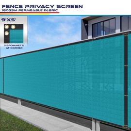 Windscreen4less Fence Privacy Screen 9' x 5' Heavy Duty Windscreen Fencing Mesh Fabric Cover for Patio Garden Backyard Lawn Carport Pool Fence, Turquoise Green