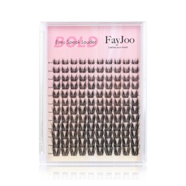 Dramatic Volume Eyelash Clusters,C Curl Thin Individual Lashes with 0.05mm Ultra-Thin Band, 8-18mm DIY Home Salon Effect Lash Extension, Reusable, Bold Glam for Events,FayJoo BOLD 11 Lash Only